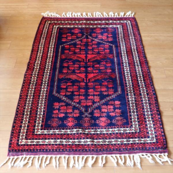 ヤージベディル トルコ絨毯/トライバルラグ 186x112cm ブルー＆レッド