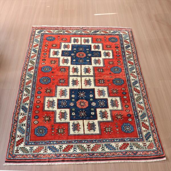 トルコ絨毯 手織り ウール チャナッカレ 182x133cm カザックデザイン