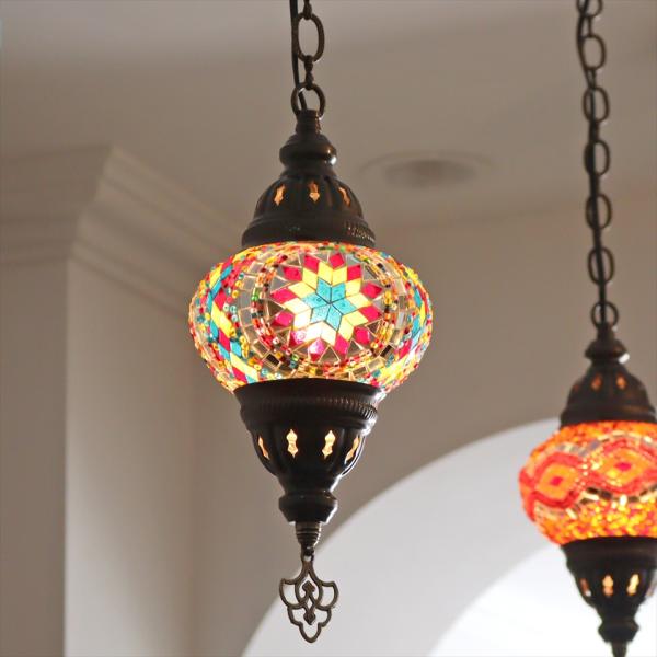 モザイクランプ トルコランプ 直径13cm 全高67cm カラフル ペンダント