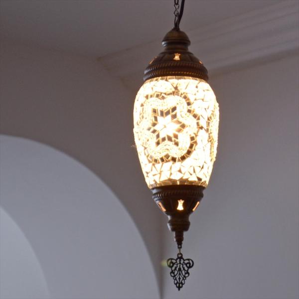 トルコランプ モザイクガラスランプ ペンダントランプ ホワイトカラー 大幅値下げランキング E17 15w スター