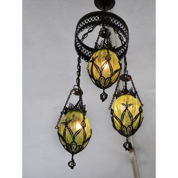 新作 トルコランプ テルキャリ細工 クラックガラスシャンデリアナツメ 15w 3灯 E17 グリーン螺旋型