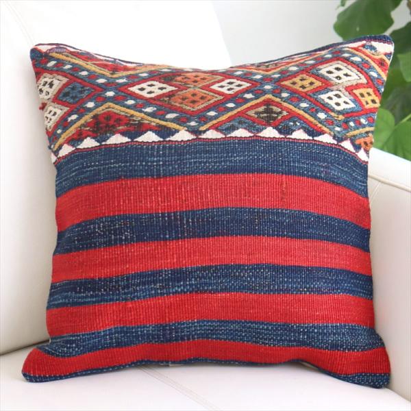 オールドキリム クッションカバー40cmサイズ Old Kilim Cushion ブルー