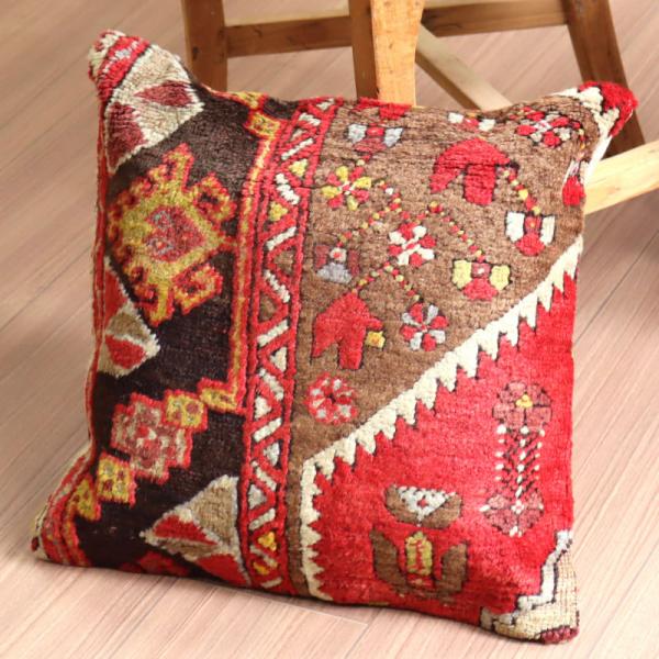 クッションカバー ヴィンテージ パイル織り 41×40cmトルコ絨毯 シワス