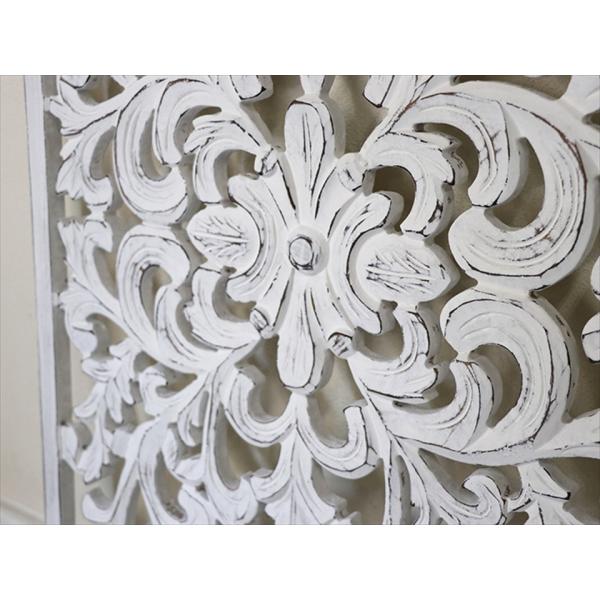 木彫り木製パネル長方形h91 W60 D2cm アラベスクデザインレリーフ ホワイト Wood Design Arabesque 特価キャンペーン White Carving