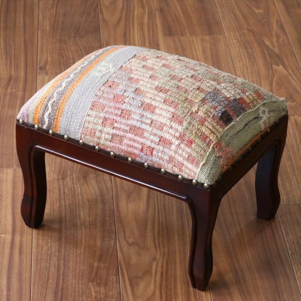 トルコオールドキリム木製家具 H29×W39×D29cm バルケスィール
