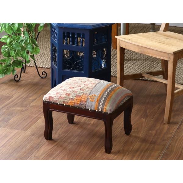 トルコオールドキリム木製家具 H29×W39×D29cm バルケスィール