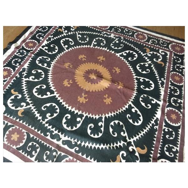 刺繍布ウズベキスタン スザンニ Suzani 158 158cm赤と黒の太陽 サマルカンド Sz9512 インプレッションオブギャベ