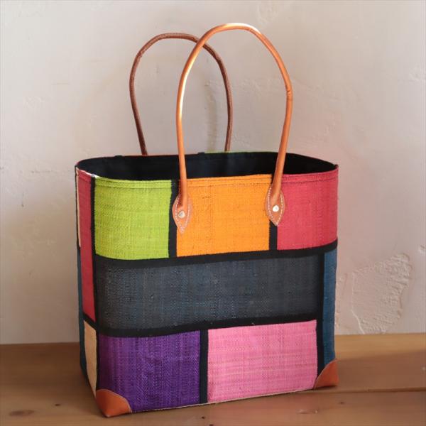フランスマダガスカルのマルシェバックグラデーション かごバッグ Mサイズ Marche Bag (M) | AMPIANA