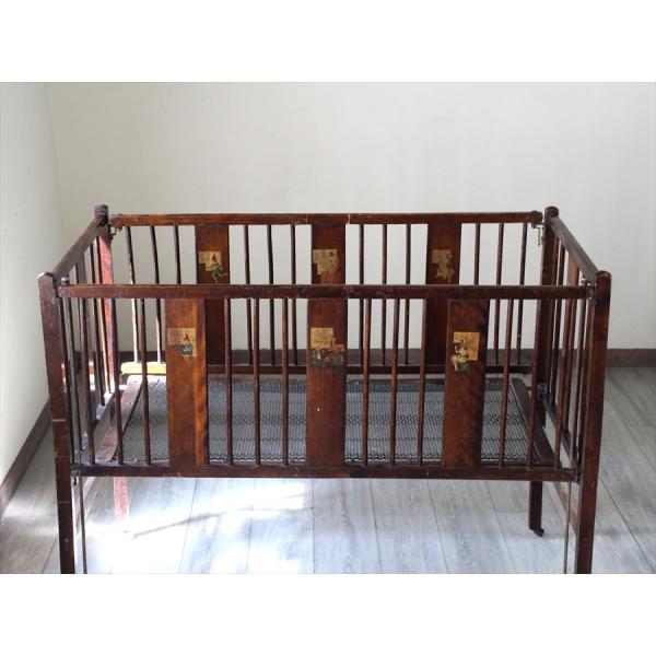アンティーク 折り畳み式 ベビーベッドＷ123×Ｈ99×Ｄ64cm