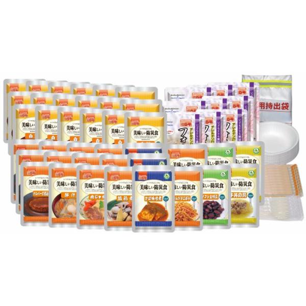 調理不要！美味しい防災食ファミリーセット　保存水なし/UAA食品(3人×3日分)　非常用食品