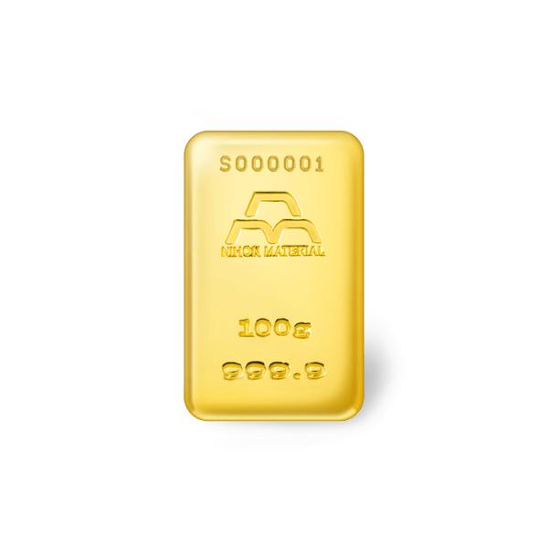 【商品名】純金　インゴット　100g　新品　日本マテリアル　999.9　INGOT　金塊　使用貴金属　：純金　　重量　：100g　　新品　※貴金属相場の変動に連動して価格を変更させて頂きます。価格は相場状況により随時変更する場合もございます...