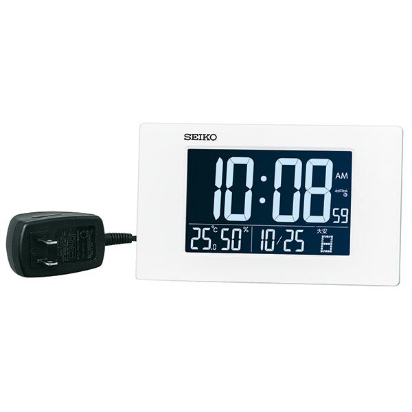 セイコー SEIKO DL215W 目覚まし時計 掛置兼用時計 壁掛け時計 掛け時計 置き時計 電波時計 デジタル アラーム LED カレンダー 温度計 湿度計