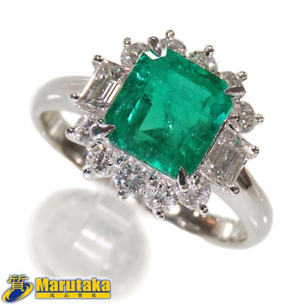 Pt900 1.88ctエメラルド リング】約5.9g コロンビア産 0.79ct