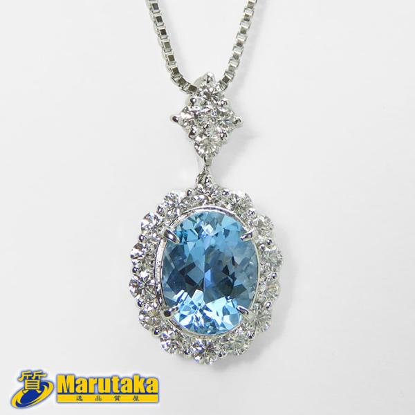 1.46ct サンタマリアカラー アクアマリン ダイヤモンド ネックレス