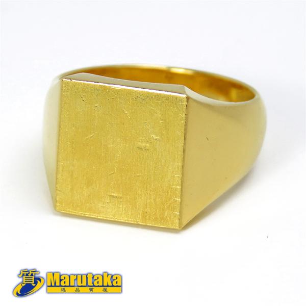 送料無料 純金 印台 K24 リング 16号 指輪 メンズ シグネットリング