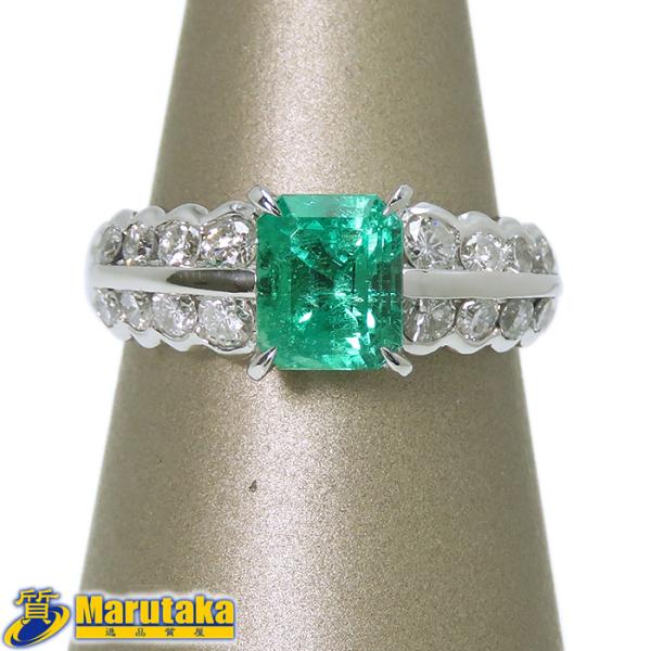 Pt900 エメラルド リング】11号 ダイヤモンド 鑑別書付 指輪 プラチナ