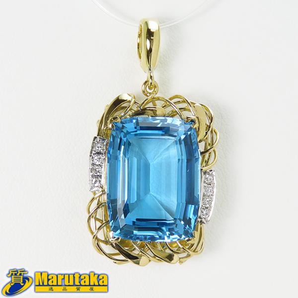 26.97ct 大粒ブルートパーズ ペンダントトップ】K18 Pt900