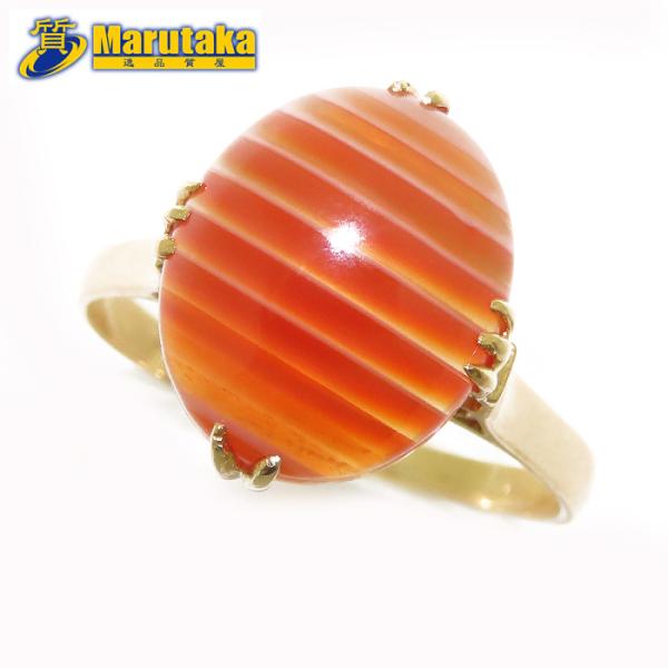 K18(2:8)赤金　デザインリング　#13.5 K18 デザイン リング 】 指輪 13.5号 2.6g カルセドニー 18金