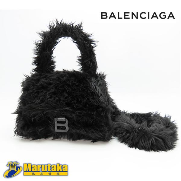 【激レア 美品】バレンシアガ クラッチバッグ 594428 ブラック ファー BALENCIAGA（バレンシアガ） 【バレンシアガ】BALENCIAGA アワーグラス