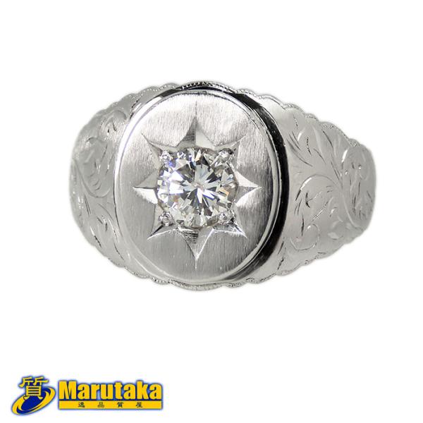 pt850 ダイヤ　リング Pt850 ダイヤモンド メンズ リング】プラチナ 印台 0.56ct ダイヤ 指輪
