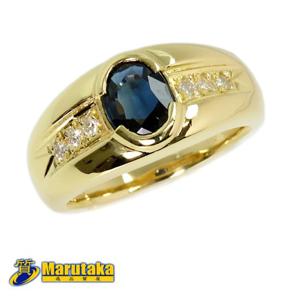 サファイアダイヤ リング18K K18 1.32ctサファイア リング】ダイヤモンド 18金イエローゴールド 16