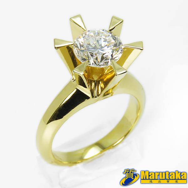 K18 2.022ct ダイヤモンド 立て爪 リング】当店オリジナルデザイン 一