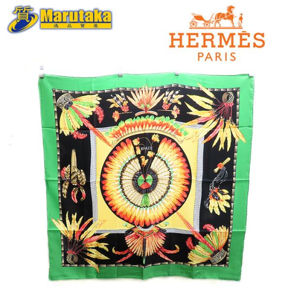 HERMES 【エルメス】スカーフ カレ90 ブラジル グリーン