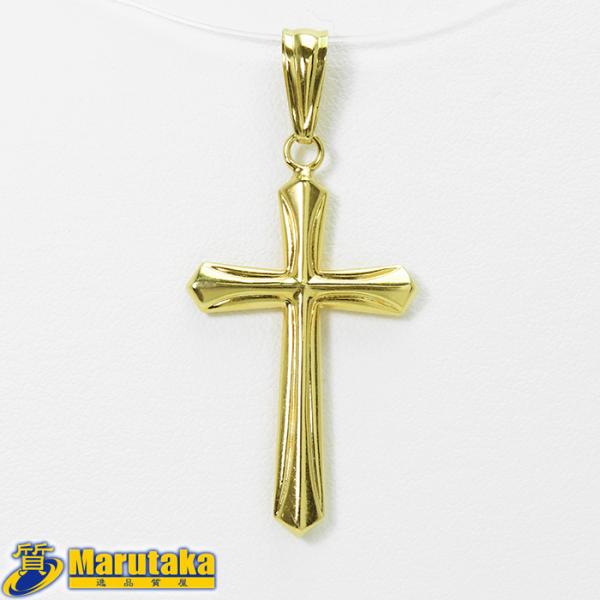K18 ペンダントトップ】約1.9g クロス 十字架 18金イエローゴールド