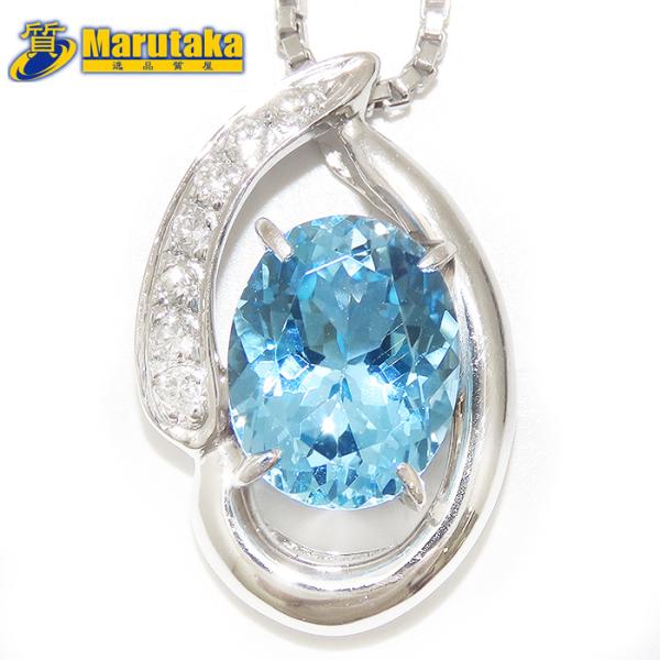 ブルートパーズ ダイヤモンド ネックレス Pt900 Pt850 40cm 2.29ct