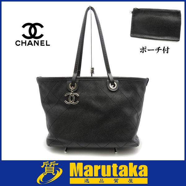 CHANEL 送料無料 シャネル キャビアスキン オンザロード トートバッグ 