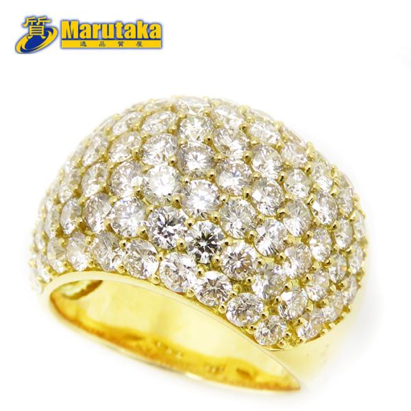 K18金ゴールド　パヴェ1ctリング 14号⭐︎成人式おめでとう♪割引き！ パヴェ ダイヤモンド イエローゴールド リング 14号 鑑別書 逸品質屋