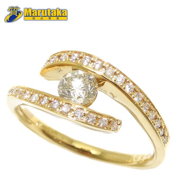 k18 ダイヤモンドリング ダイヤモンド リング 13号 K18 鑑別書 0.40ct 0.20ct 4.6g YG Au 750