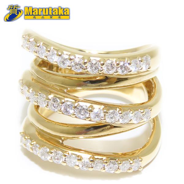 ダイヤモンド リング K18 12.5号 鑑別書 1.00ct 15.3g 3連 Au YG