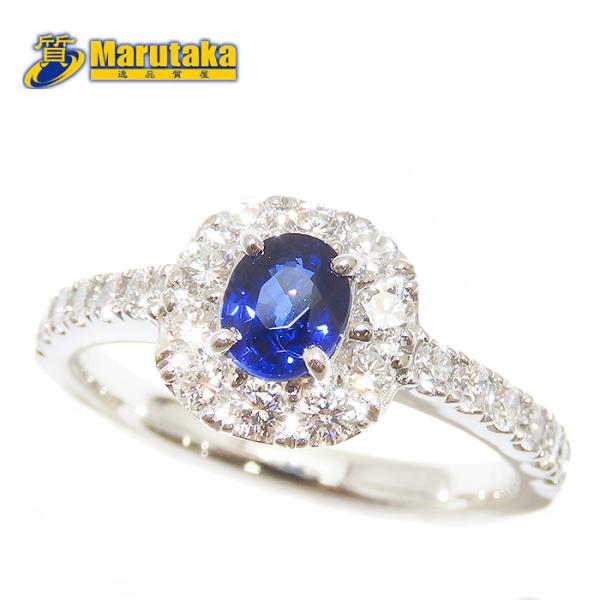 サファイア ダイヤモンド リング Pt950 鑑別書 0.54ct 0.63ct 5.07g