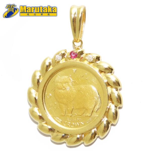 ペンダントトップ マン島キャット 金貨 1/25oz K24 netrebirth_fs230502otc01