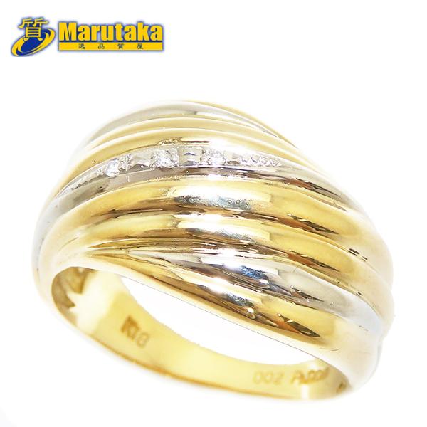 ツイスト ダイヤモンド リング K18 Pt900 12号 5.26g コンビ 指輪 750