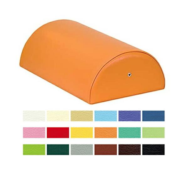 うつ伏せから仰向けまで様々な部位の身体の隙間を補助する半円形状。適度な反発性と復元力を維持させるハトメ空気穴を2カ所に標準加工。オリジナルレザーにより、抗菌機能や防汚機能、難燃機能などの特性があります。