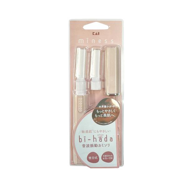 音波振動カミソリ 貝印 miness bi-hada ompa (ビハダ オンパ) Lホルダー 替刃2コ付+レビューで選べるおまけ付 「メール便日本郵便送料無料」「当日出荷」