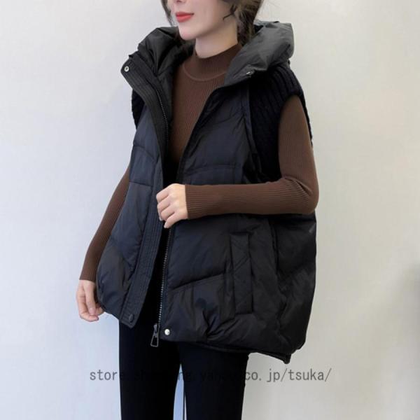 フード付き ダウンベスト ダウンジャケット インナーダウン レディース アウター 羽織り ふわふわ ショート丈 ショートベスト 軽い 防寒 あったか 山ガール iridescence_iri-2510-nvyrf86