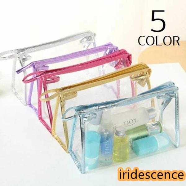 シンプルなデザインのクリアポーチです。 コスメや防水なので旅行時の洗面用具入れなどにもおすすめです?   【サイズについて】画像をご参照ください。   【素材について】PU