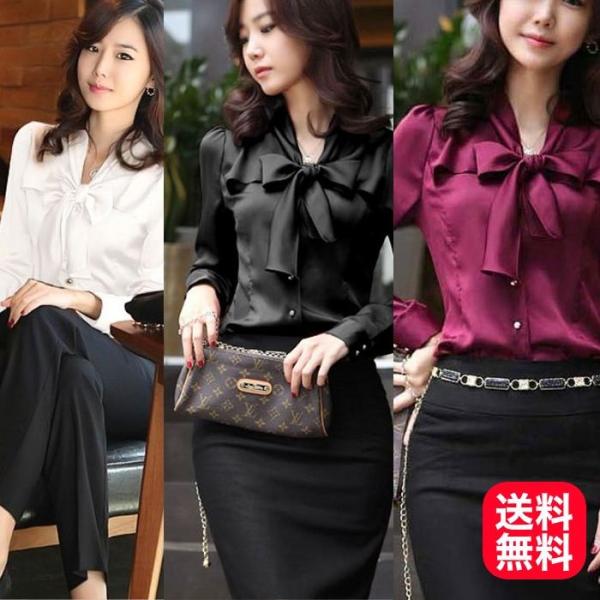 ブラウス オフィス シャツ レディース 長袖 リボン サテン フォーマル 結婚式 二次会 送料無料 Buyee Buyee Japanese Proxy Service Buy From Japan Bot Online