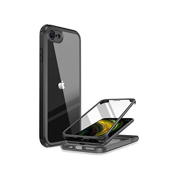 他サイト： Miracase iPhoneSE用 ケース 第2世代 iPhoneSE2用ケース 第3世代 SE3 iPhone8用ケース 2020 9H強化ガラス 4.7インチ フルカバー 360°保護 黒の商品画像