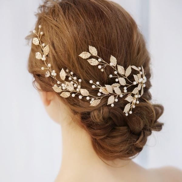 新入荷！ウェディング　結婚式　ゴールド　ヘッドドレス　ヘアアクセサリー　前撮りp