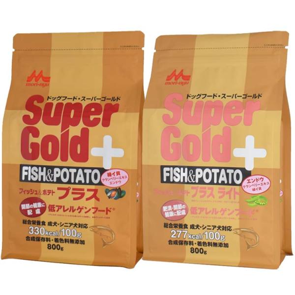 他サイト： ドッグフード 犬 フード ペットフード フィッシュ&amp;ポテト プラス 800g スーパーゴールド ドライ 総合栄養食 成犬 シニア 森乳の商品画像