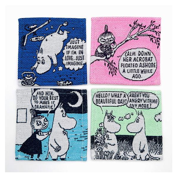 ムーミン ゴブラン織り コースター ４枚セット MOOMIN 布製 恋するムーミン キャラクター 丈夫 おしゃれ かわいい ラッピング不可 メール便