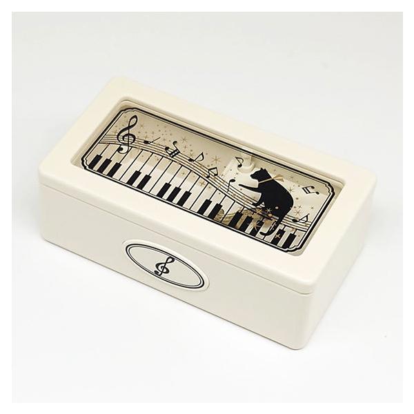 ネコ オルゴールBOX アイボリー 猫 ねこ 小物入れ アクセサリーケース かわいい おしゃれ :AJ-001-A:雑貨と器・プレゼント IRODORI GIFT 通販 木製 ピアノの置物 ミニチュア ジュエリーボックス 風水