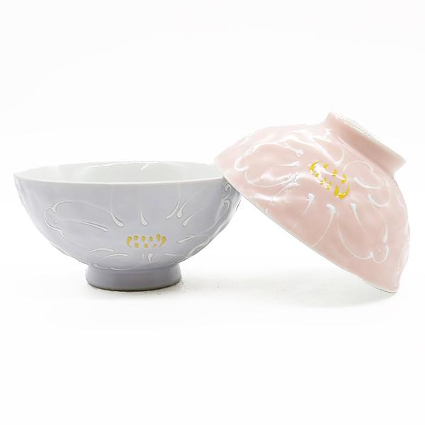 波佐見焼 茶碗 ペア 花かすみ 夫婦茶碗 花柄 結婚祝い おしゃれ 飯碗