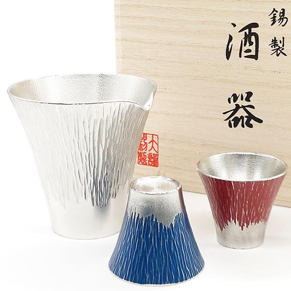 大阪錫器 錫製和酒器 富士山シリーズお猪口ペアグラス 