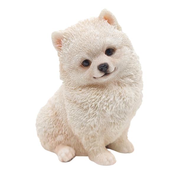 犬 置物 ポメラニアン 首をかしげる 玄関 小さい かわいい インテリア 雑貨 置き物 オブジェ ガーデン 庭 レジン