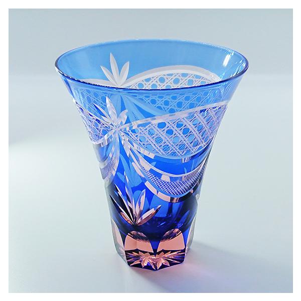 東洋佐々木ガラス 彩花切子 タンブラー 瑠璃 青 300ml 色被せ フリー